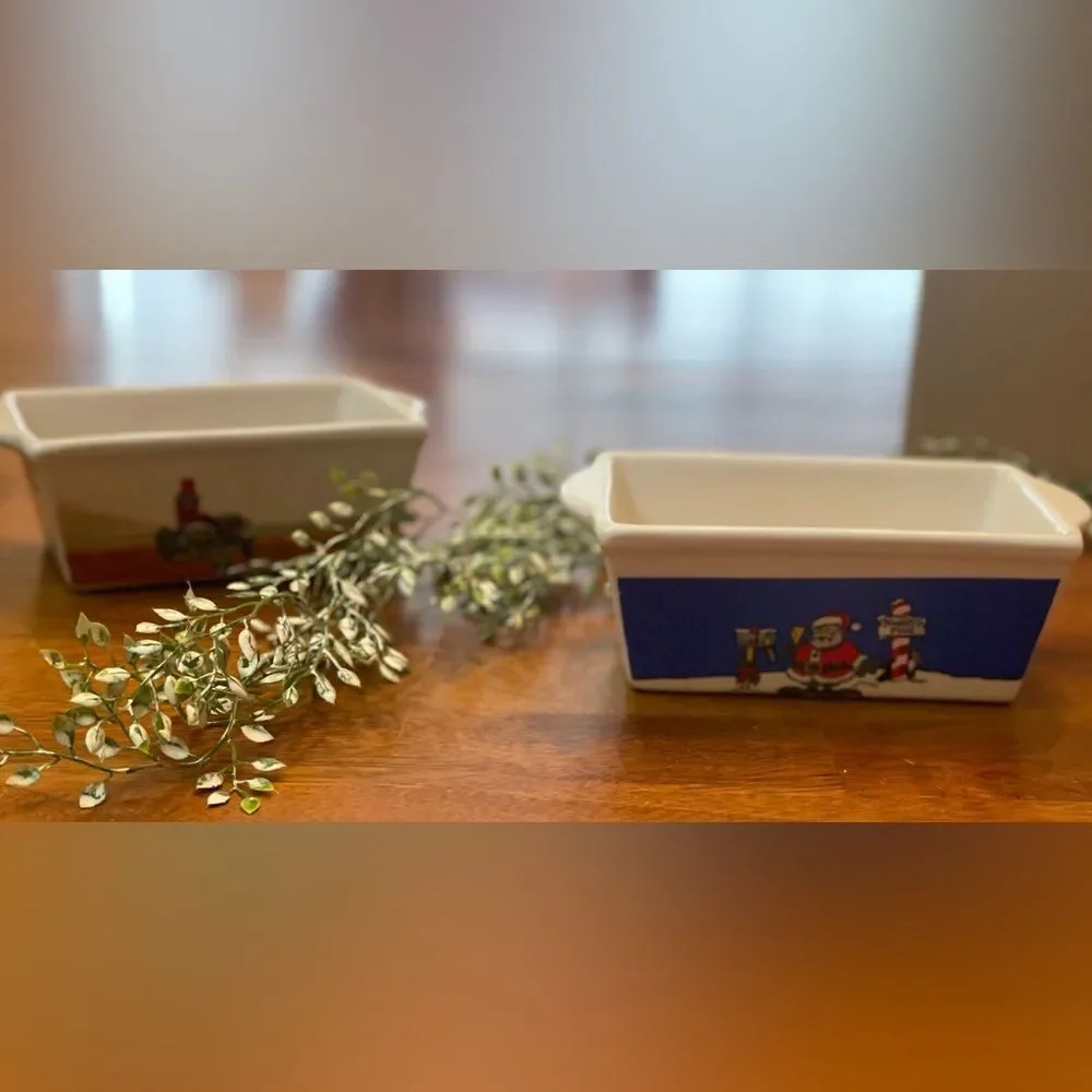 Christmas Santa Claus/Bear Ceramic Mini Loaf Pans